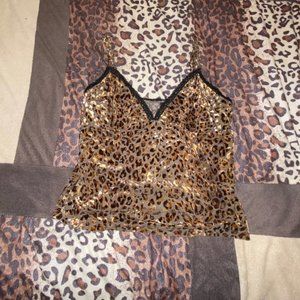 Forever 21 Leopard Print Black Lace Cami